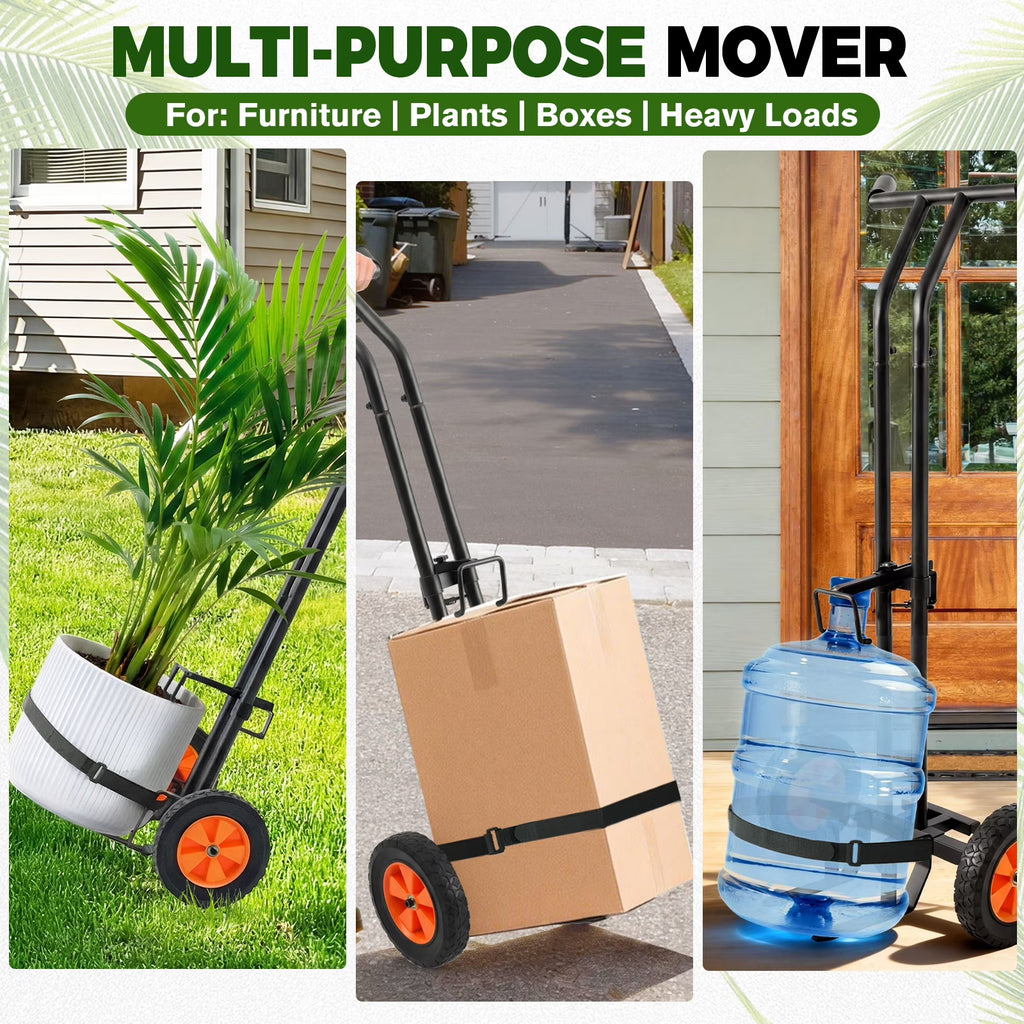 Plant Caddy with Wheels, Heavy Duty Plant Dolly Cart for Large Pots, Adjustable Grabbing Arm & Suction Cups, Garden Pot Mover Trolley with Strap for Indoor & Outdoor Use, Black