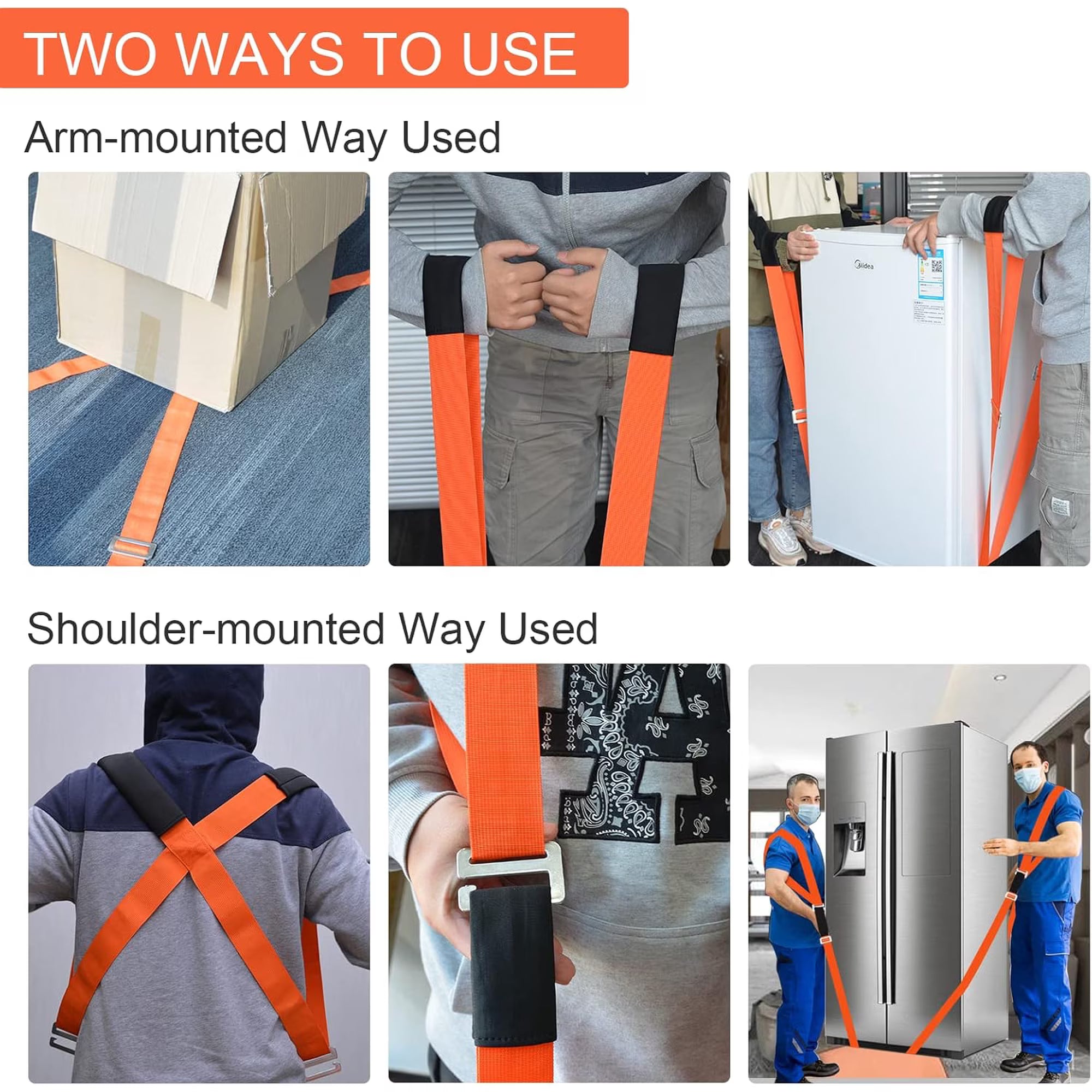 Yomfey Moving Straps for Furniture and Appliances, Adjustable Padded Lifting System for 1 or 2 People, Heavy Duty Carry Straps Supports up to 800 lbs