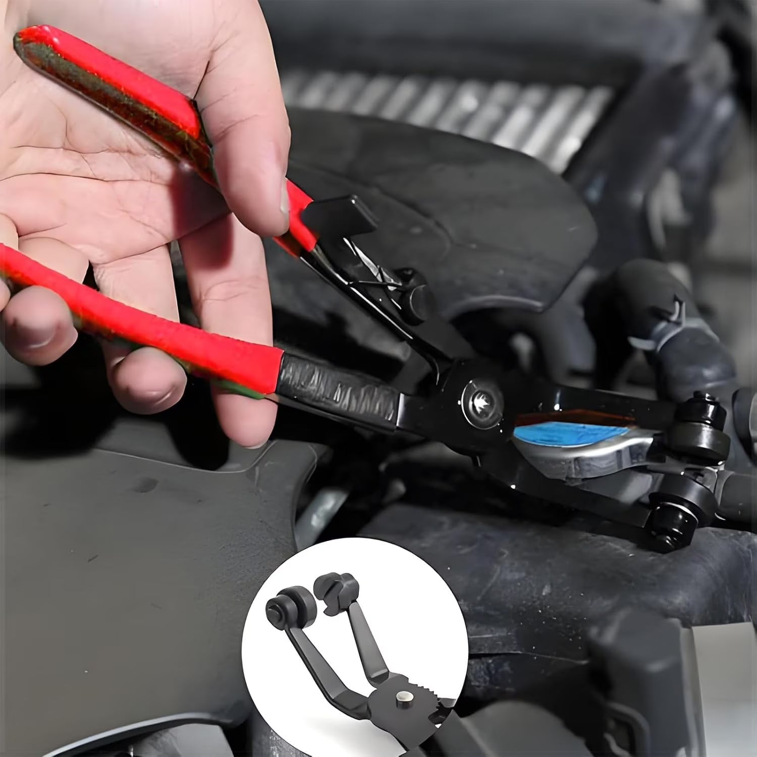 Yomfey 3-Piece Hose Clamp Pliers Set, Long Reach, 45° Angled and Flat Band Clamp Tools for Radiator, Fuel, Heater and Coolant Hose Removal & Installation