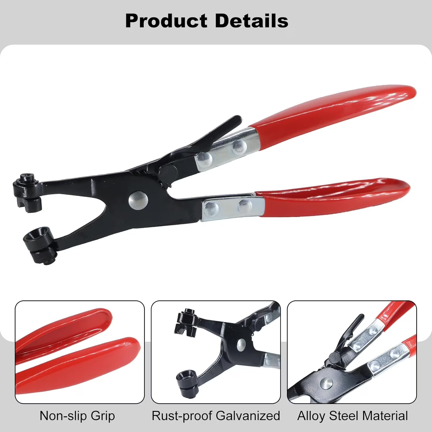 Yomfey 3-Piece Hose Clamp Pliers Set, Long Reach, 45° Angled and Flat Band Clamp Tools for Radiator, Fuel, Heater and Coolant Hose Removal & Installation