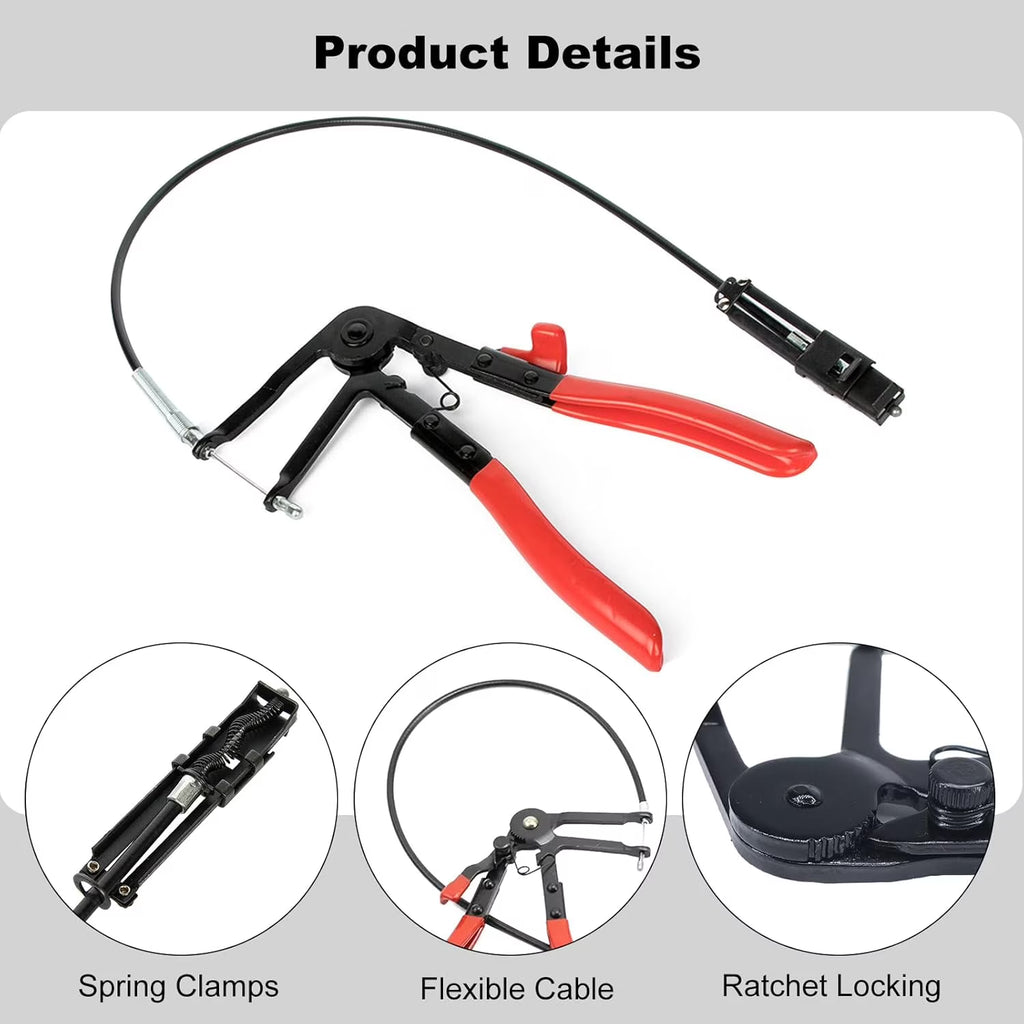 Yomfey 3-Piece Hose Clamp Pliers Set, Long Reach, 45° Angled and Flat Band Clamp Tools for Radiator, Fuel, Heater and Coolant Hose Removal & Installation