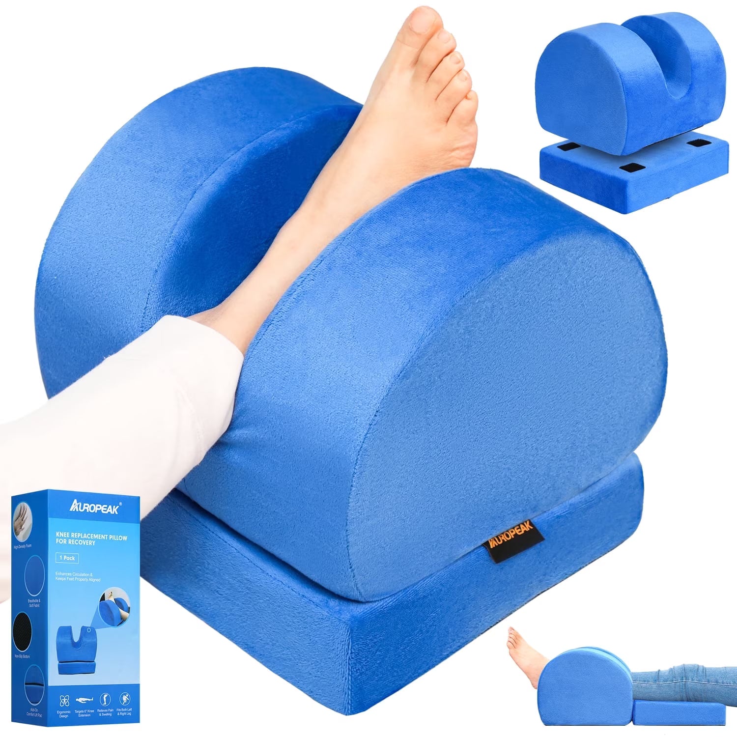 Yomfey Leg Elevation Pillow for Knee Surgery Recovery, Adjustable U-Shaped Knee Replacement Pillow with Dual Height Support, Leg Wedge Pillow for Hip, Ankle and Foot Recovery