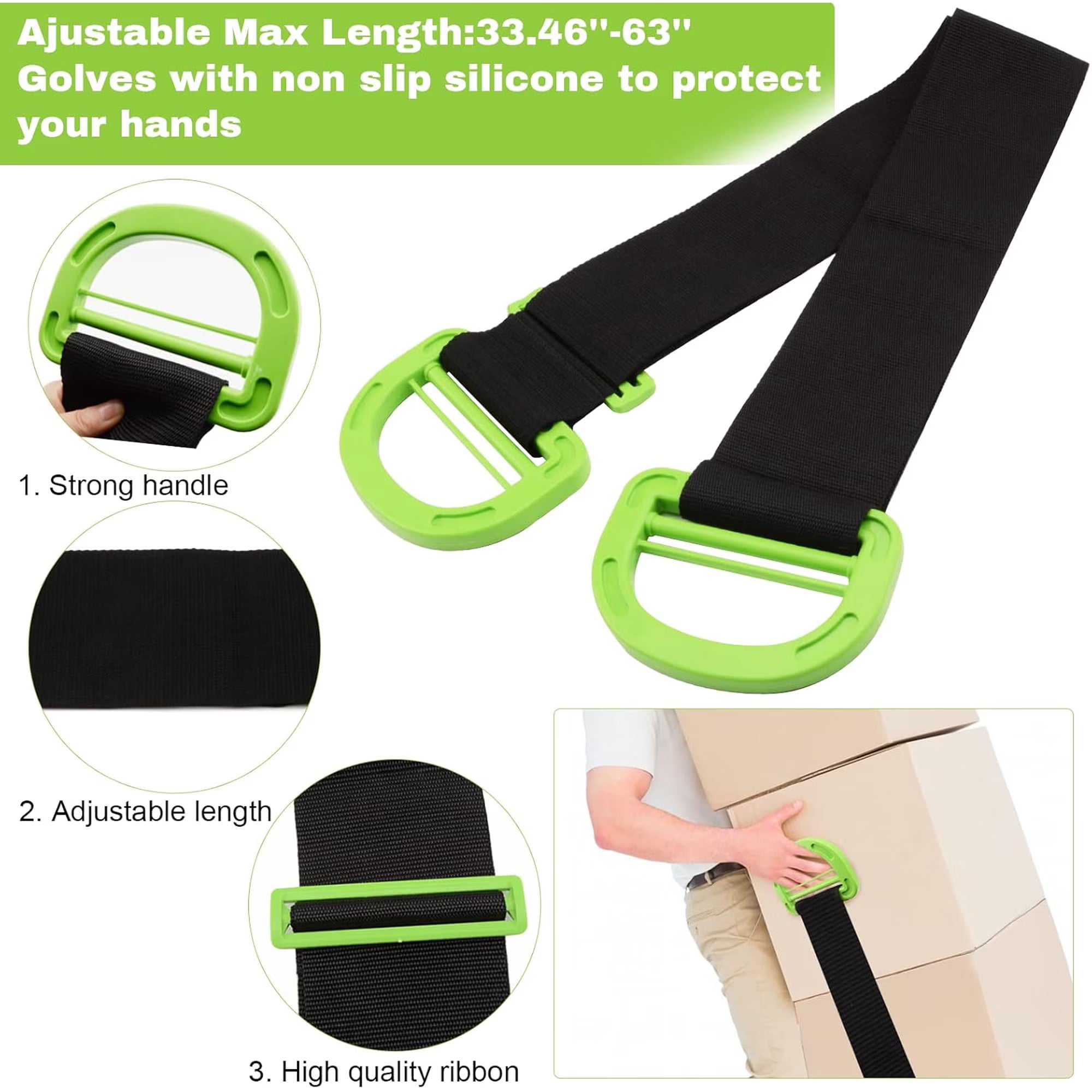 Yomfey Moving Straps for Furniture and Appliances, Adjustable Padded Lifting System for 1 or 2 People, Heavy Duty Carry Straps Supports up to 800 lbs