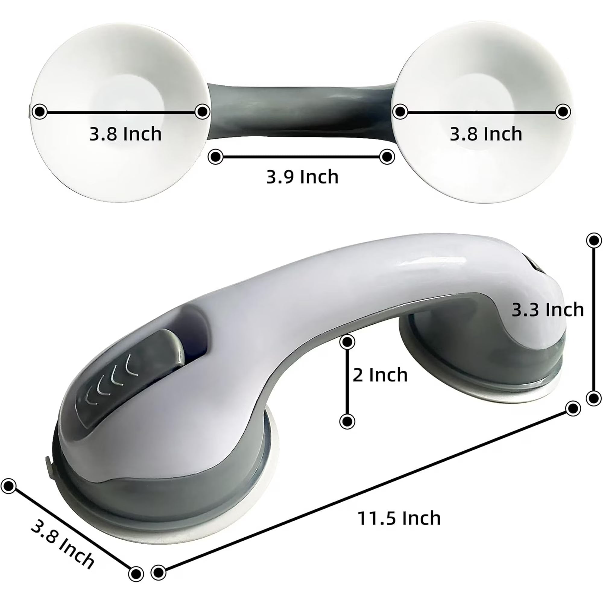 Yomfey 2-Pack Suction Shower Grab Bars for Seniors, Bathroom Safety Handles with Non-Slip Grip, Tool-Free Installation for Shower, Bathtub and Toilet