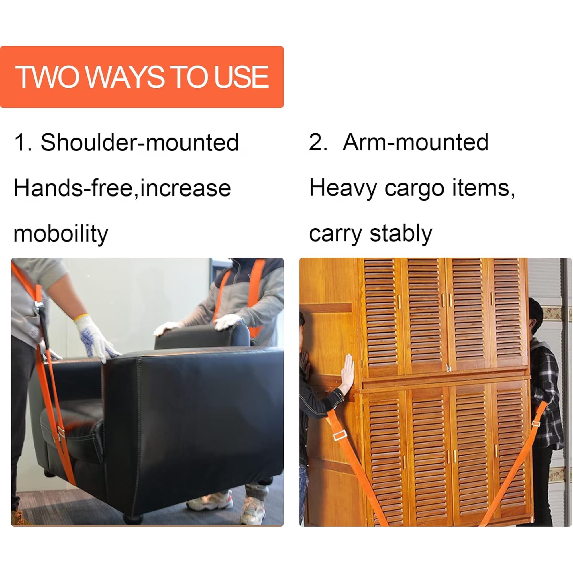 Yomfey Moving Straps for Furniture and Appliances, Adjustable Padded Lifting System for 1 or 2 People, Heavy Duty Carry Straps Supports up to 800 lbs